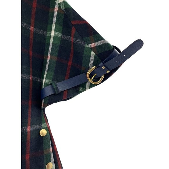 Anthropologie Mädchen Plaid Hooded Cape Constitutional Coat Leather Belt Size S - Picture 8 of 9